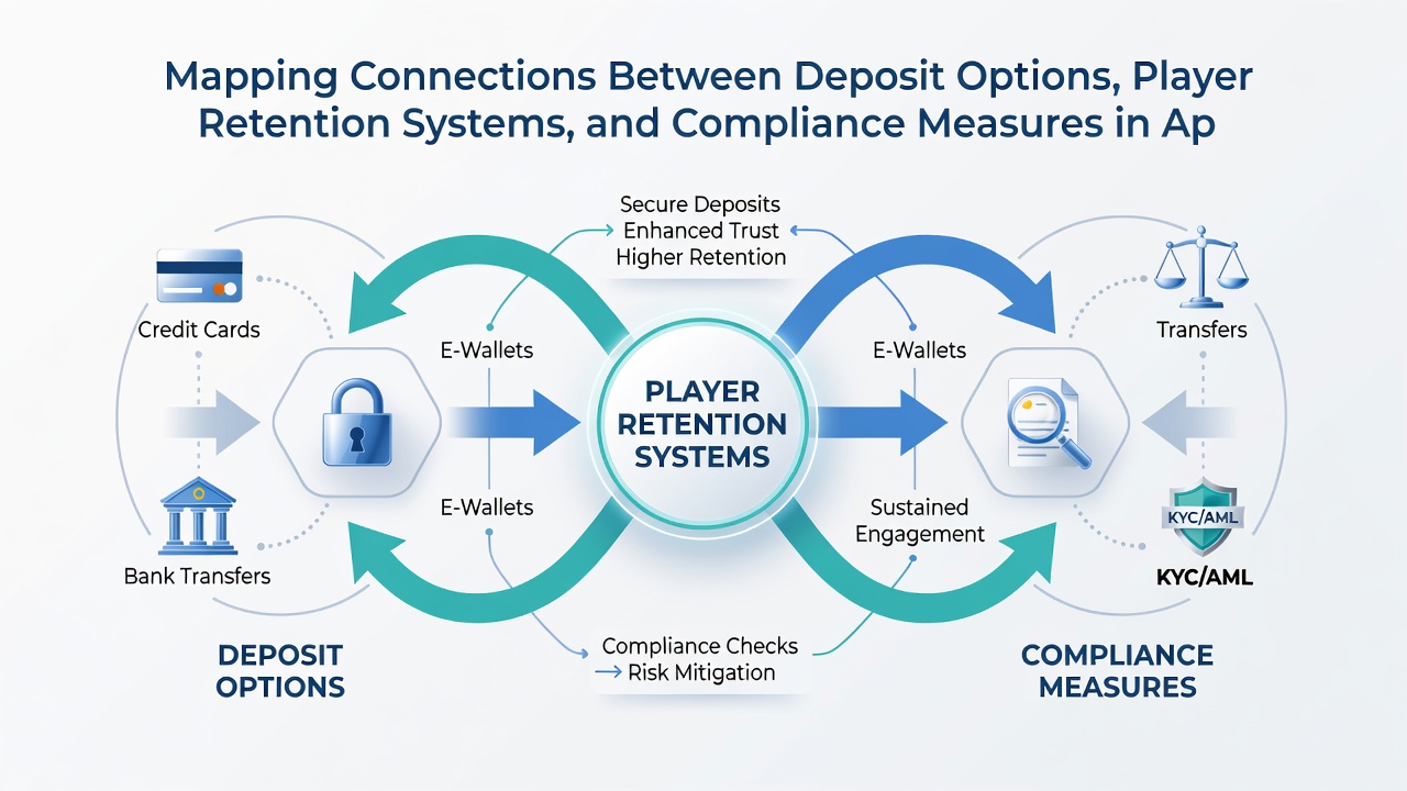Diagram van compliance integratie met retentie en deposit flows in Nederlandse gokapps