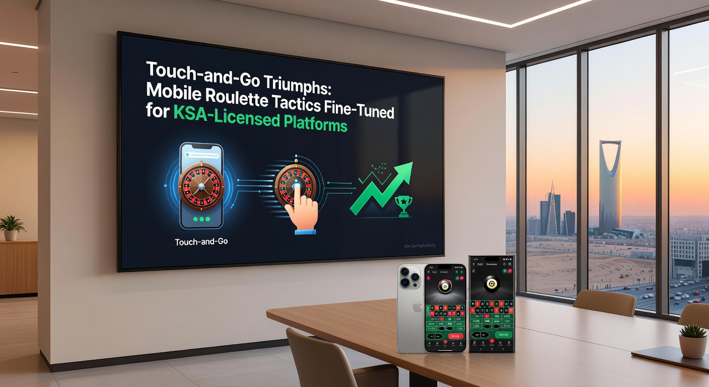 Speler tikt snel op mobiel roulette-wiel op een KSA-gelicenseerd platform, met touch-controls in actie