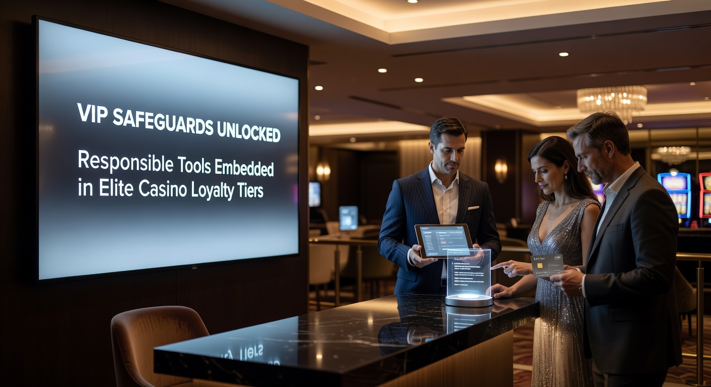 VIP-lid aan een blackjacktafel in een luxe casino-omgeving, met overlay van digitale tools zoals limiet-iconen en chatvensters voor ondersteuning