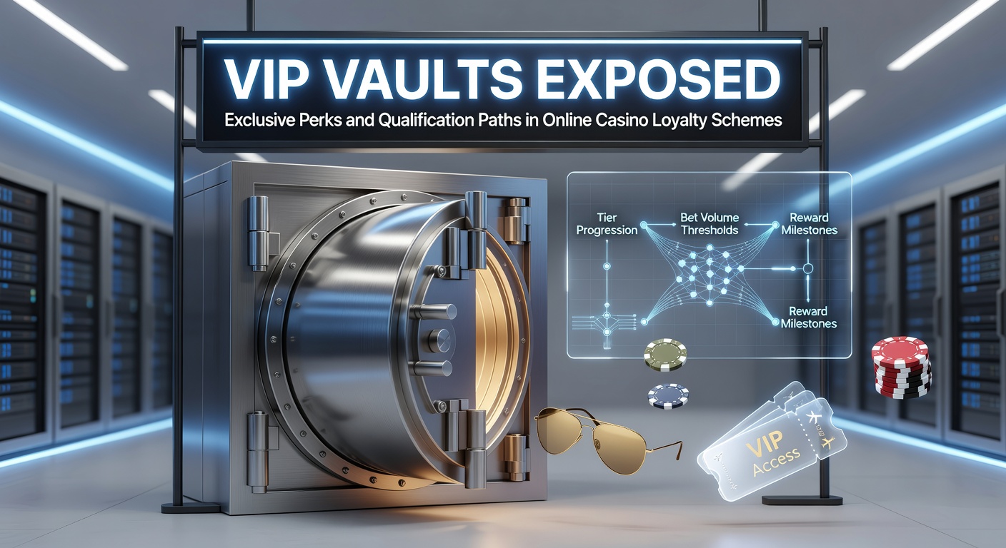 Grafische weergave van een luxe VIP-kluis met gouden munten en exclusieve casino-beloningen die eruit stromen